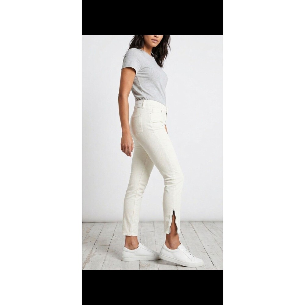 Women's Calvin Klein White Stretch Zipper Ankle 5 pocket Capri Slim Pants Small